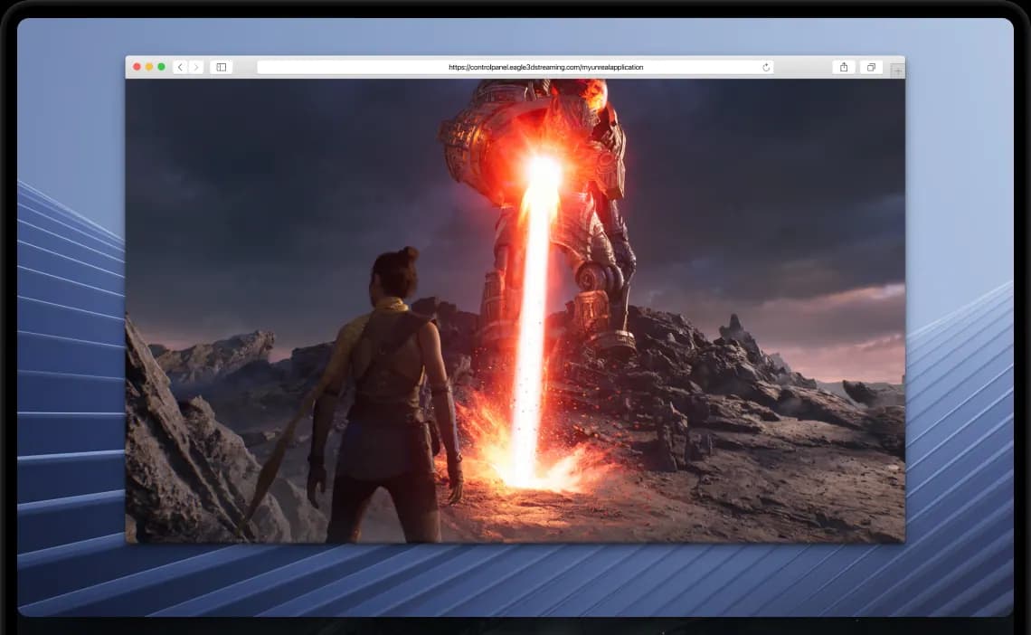 Eagle 3D Streaming platform providing complete control over Unreal Engine pixel streaming deployments, session management, and browser-based 3D experiences