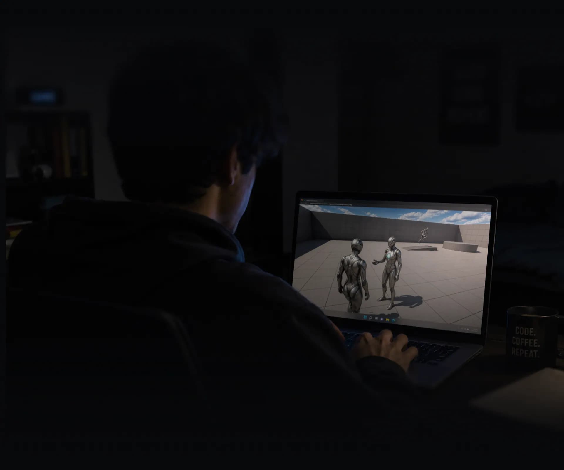 Multiple users joining the same Unreal Engine 3D session from a browser link for real-time collaboration