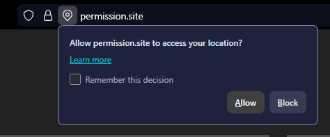 Browser location permission prompt