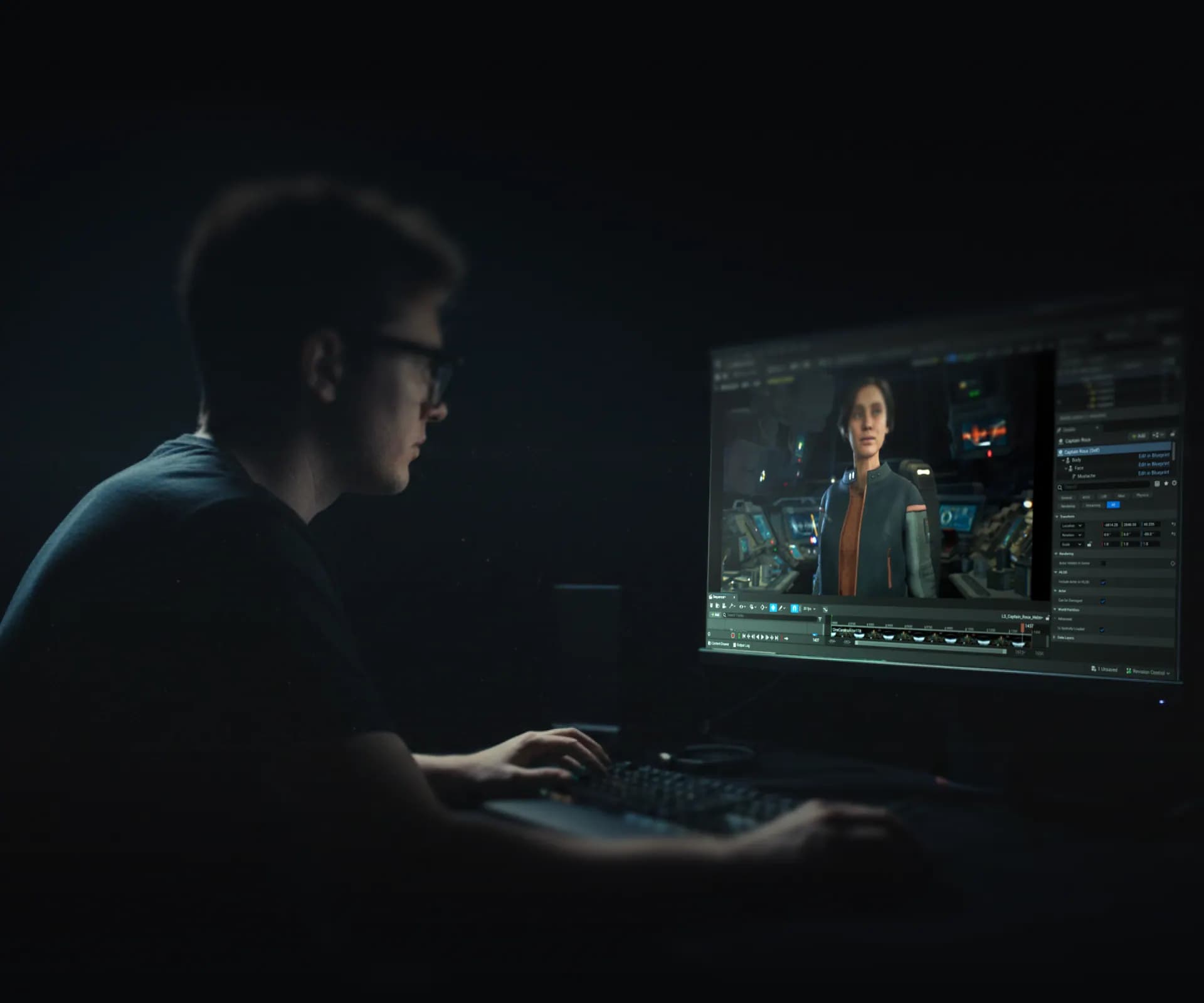 Unreal Engine developer building and testing a high-fidelity 3D application using Eagle 3D Streaming deployment tools