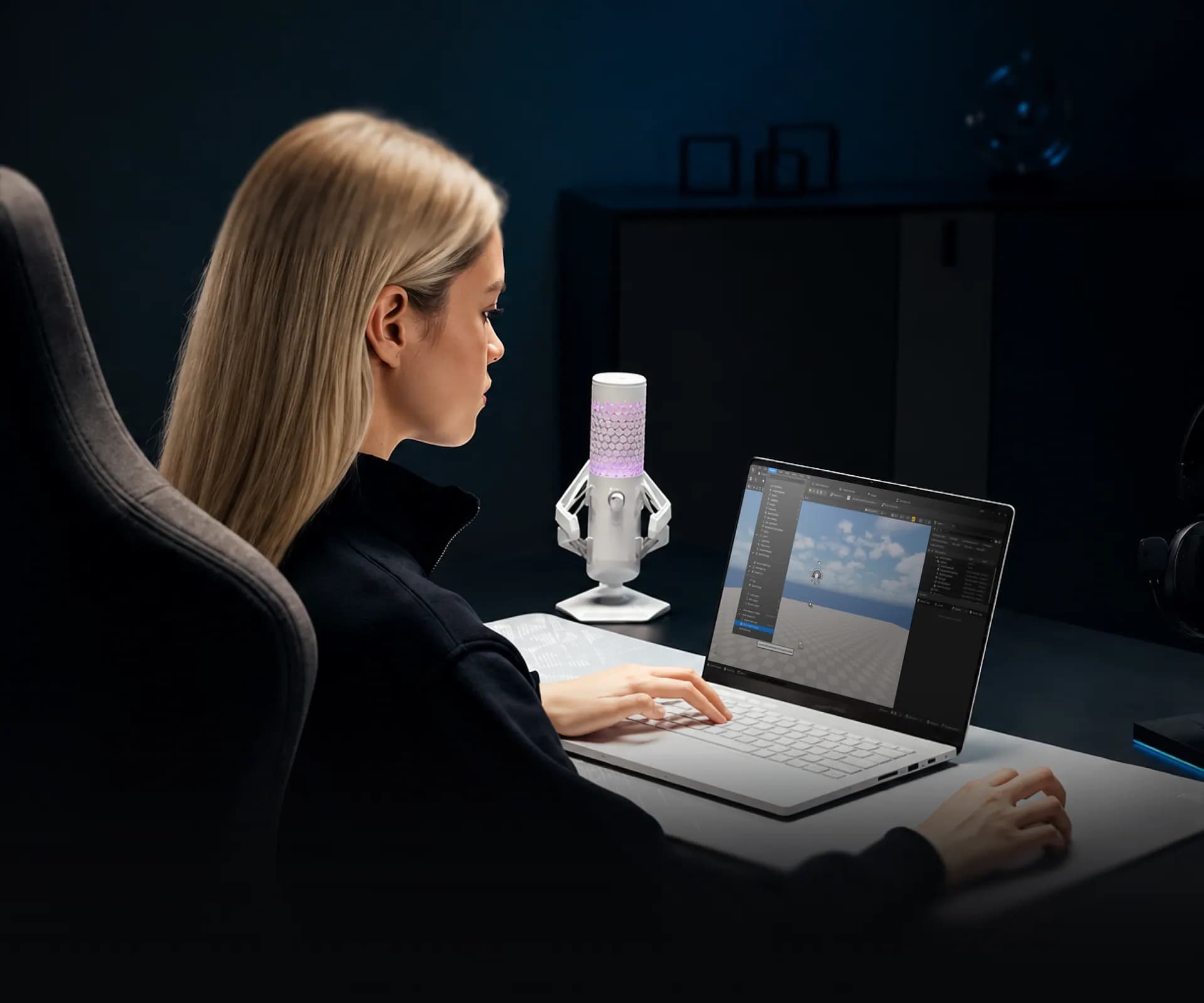 Laptop displaying the Unreal Engine Automation Toolkit for packaging, compressing, and deploying streaming applications directly from Unreal Engine with one-click publishing.